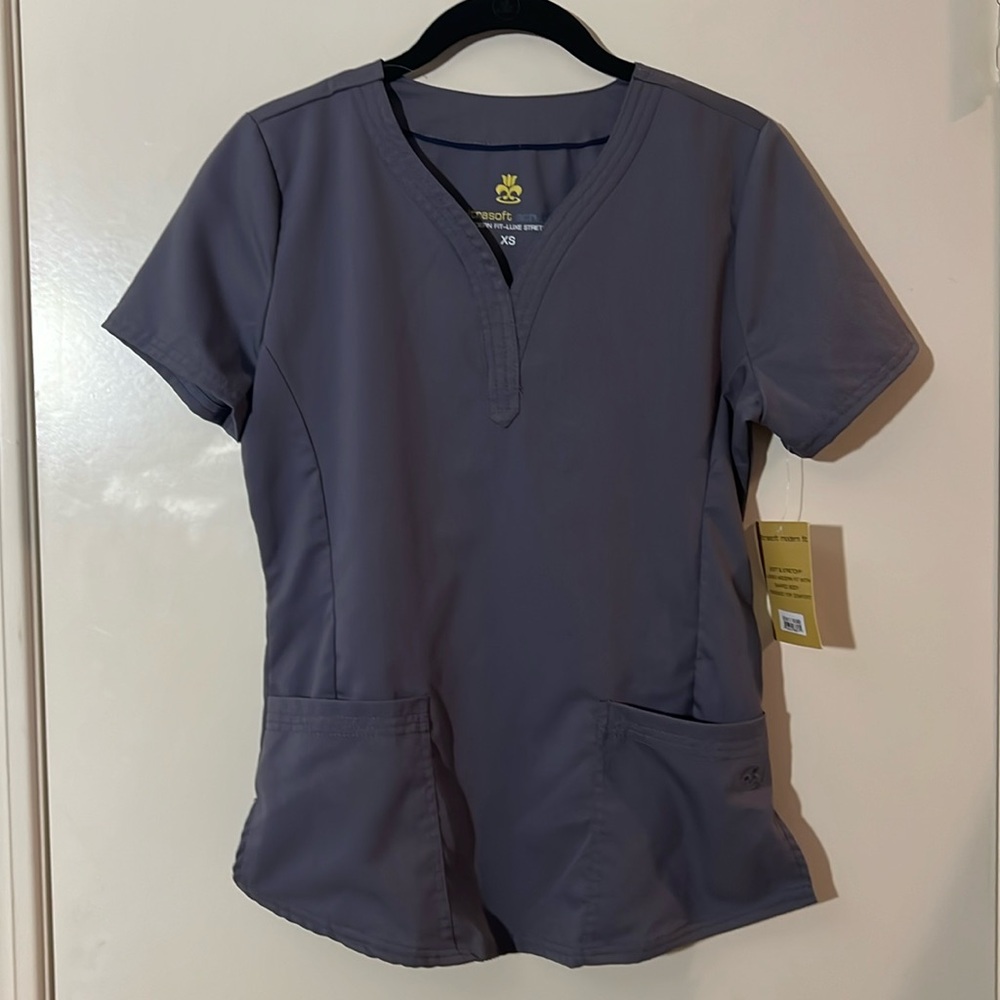 Ultrasoft Stretch Drop Neck 2 Pocket Scrub Top Style # 8200 NWT Dark Grey